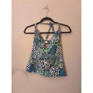 W swim women cycle pattern brown green and blue halter swim top size sma…